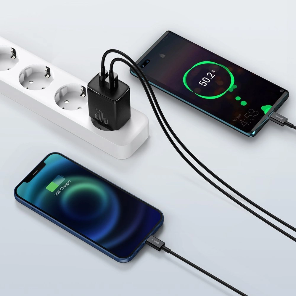 Baseus Compact fast charger USB / USB Type C 20W 3A Power Delivery Quick Charge 3.0 black (CCXJ-B01)eng