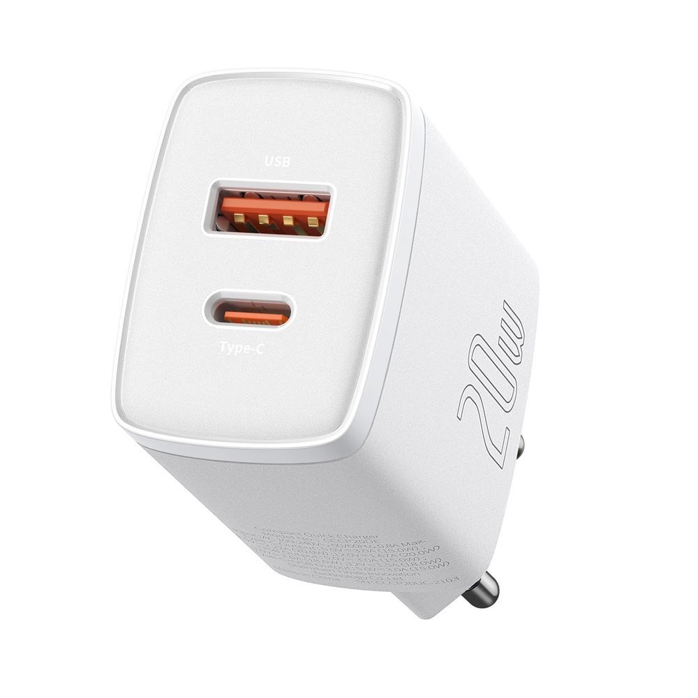Baseus Compact fast charger USB / USB Type C 20W 3A Power Delivery Quick Charge 3.0 white (CCXJ-B02)eng