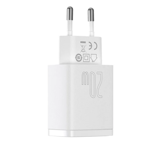 Baseus Compact fast charger USB / USB Type C 20W 3A Power Delivery Quick Charge 3.0 white (CCXJ-B02)eng