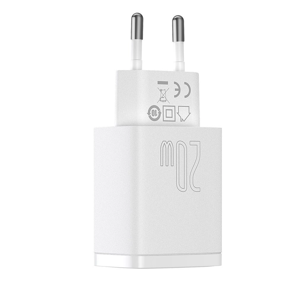 Baseus Compact fast charger USB / USB Type C 20W 3A Power Delivery Quick Charge 3.0 white (CCXJ-B02)eng