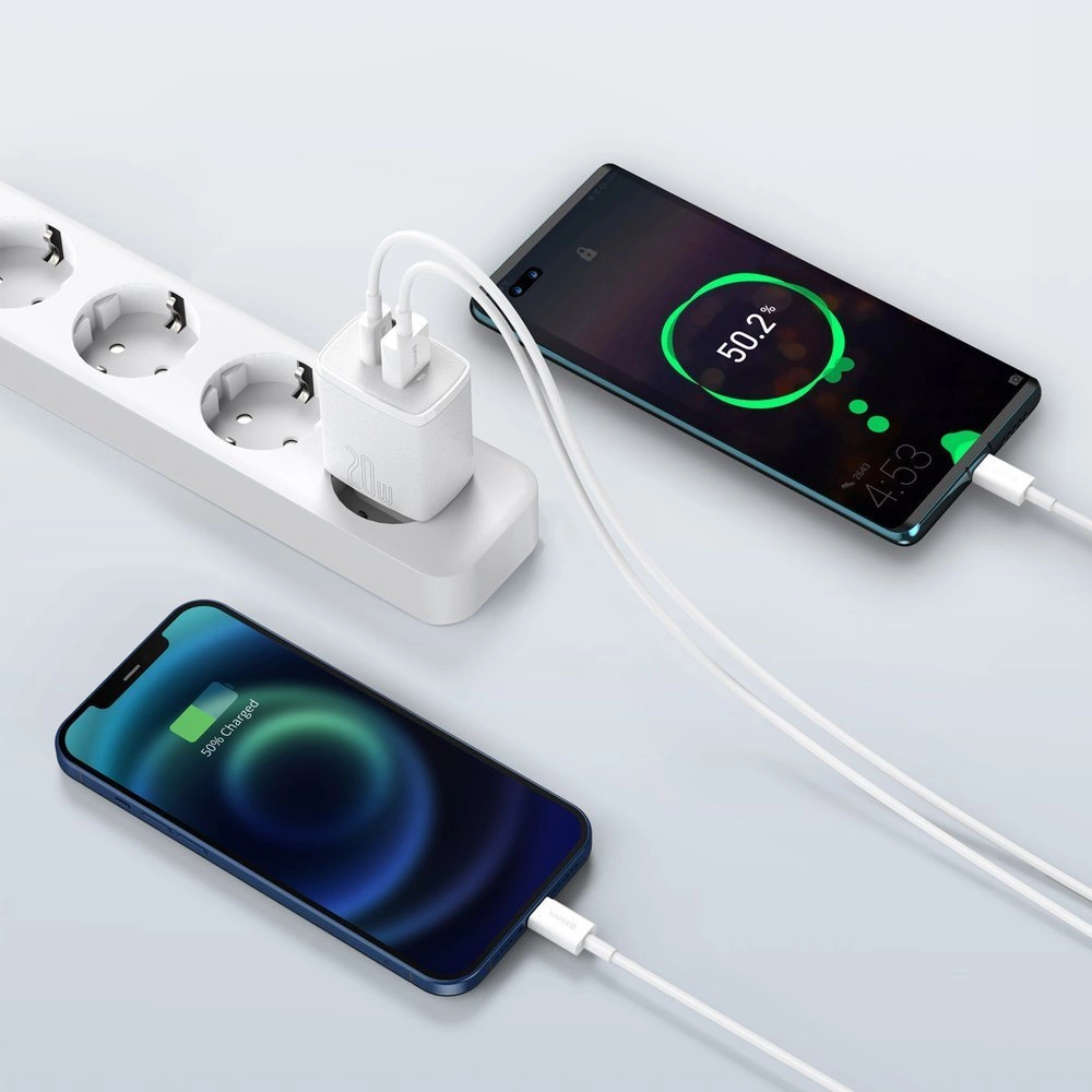 Baseus Compact fast charger USB / USB Type C 20W 3A Power Delivery Quick Charge 3.0 white (CCXJ-B02)eng