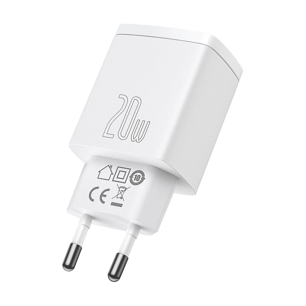 Baseus Compact fast charger USB / USB Type C 20W 3A Power Delivery Quick Charge 3.0 white (CCXJ-B02)eng