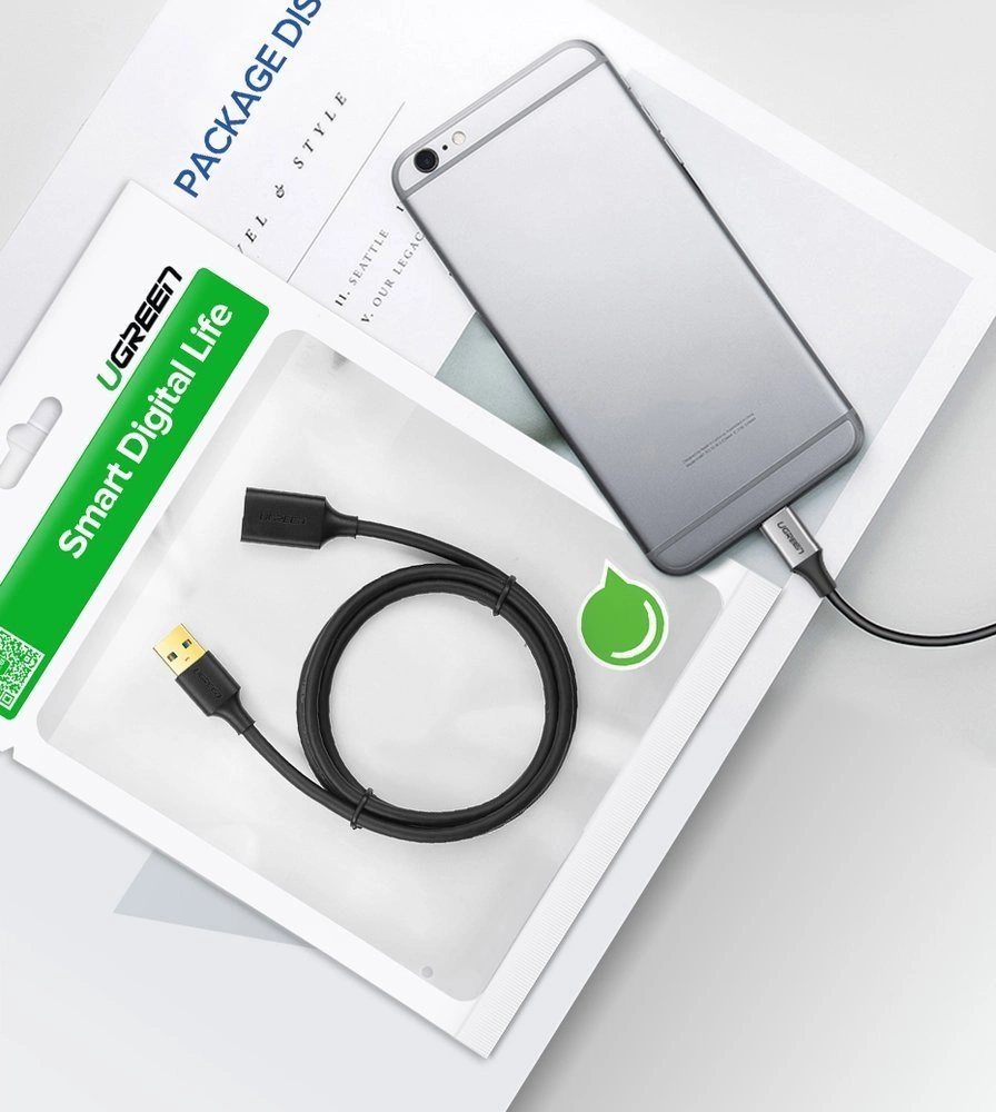 [ON RETURN] Ugreen cable cord extension adapter USB 3.0 (female) - USB 3.0 (male) 3 m black (US129 30127)eng
