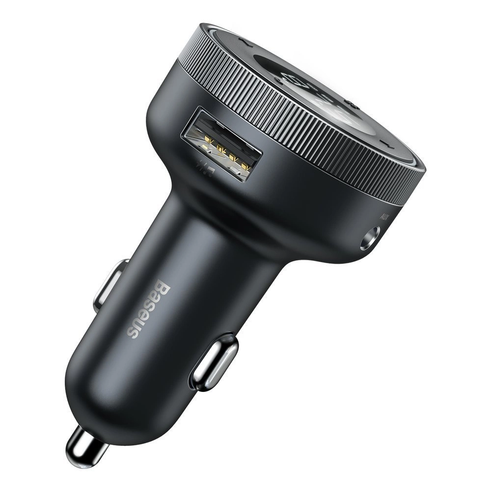 Baseus Enjoy FM transmitter car charger LED 2x USB / 3.5mm jack wireless MP3 player Bluetooth 5.0 3.4A black (CCLH-01)eng