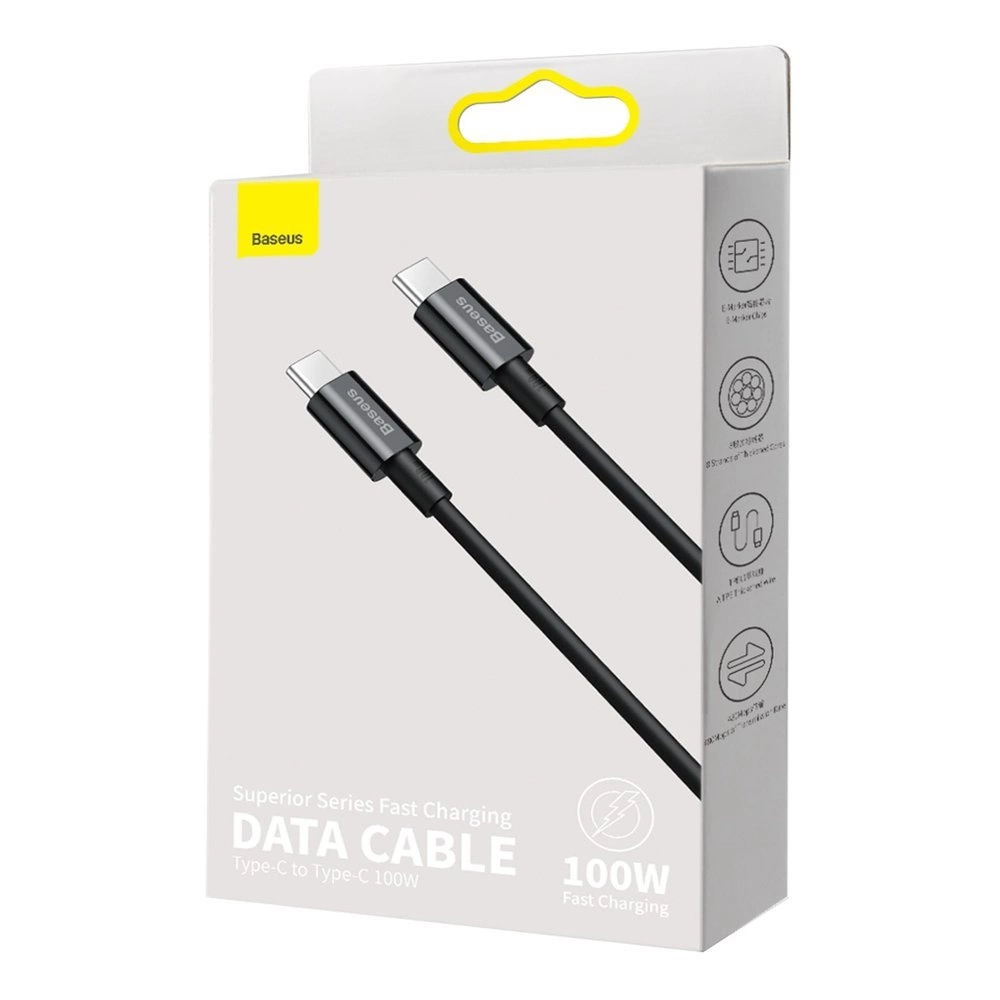 Baseus CATYS-B01 USB-C - USB-C PD QC FCP cable 100W 5A 480Mb/s 1m - blackeng