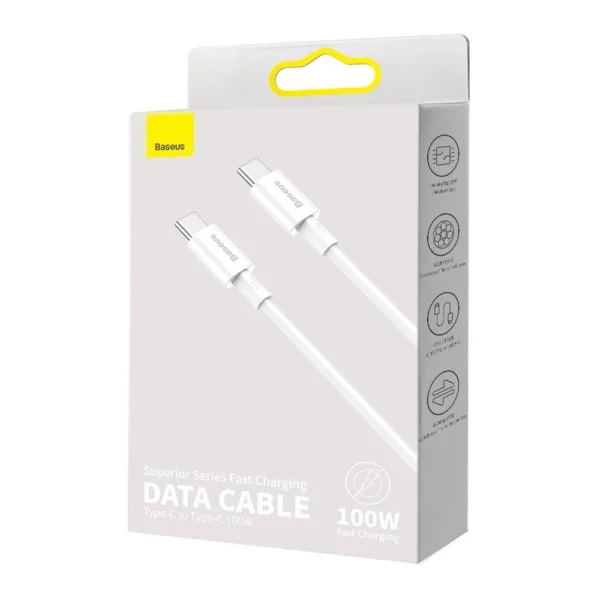 Baseus CATYS-C02 USB-C - USB-C PD QC FCP cable 100W 5A 2m - whiteeng