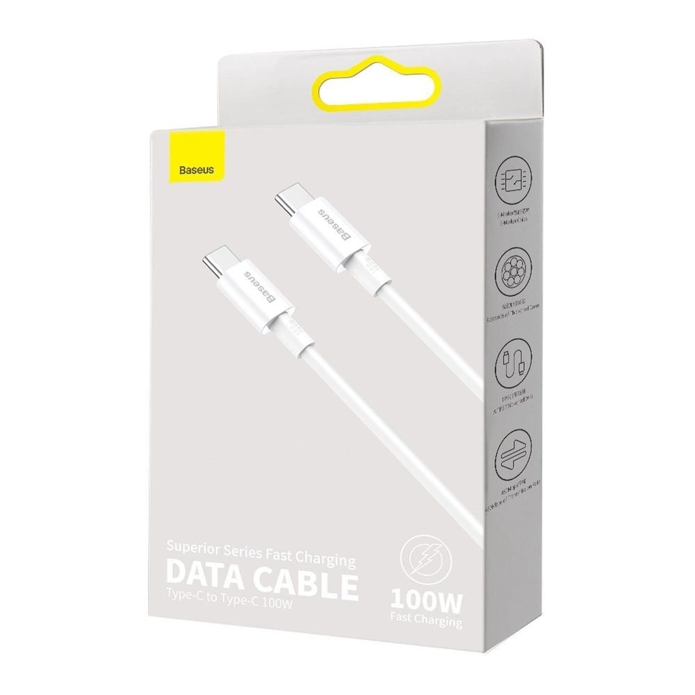 Baseus CATYS-C02 USB-C - USB-C PD QC FCP cable 100W 5A 2m - whiteeng