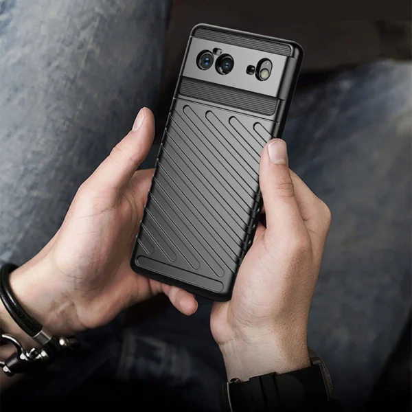 Thunder Case Flexible Tough Rugged Cover TPU Case for Google Pixel 6 blackeng