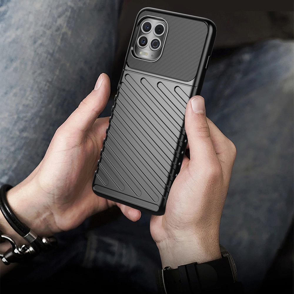 Thunder Case Flexible Tough Rugged Cover TPU Case for Motorola Moto G100 / Edge S blackeng