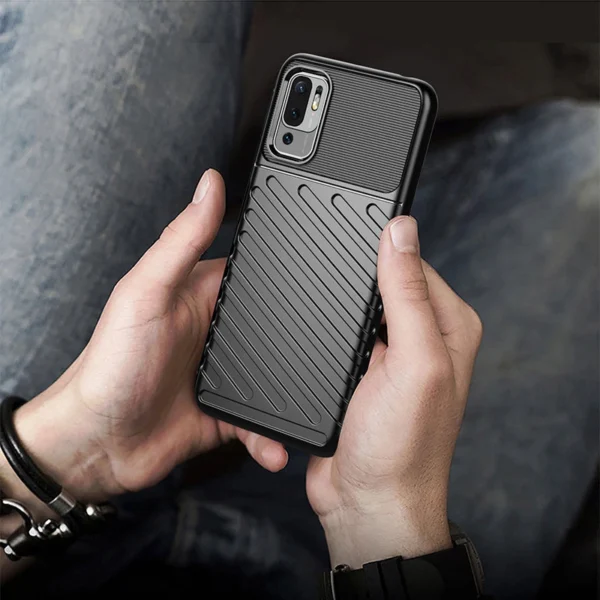 Thunder Case Flexible Tough Rugged Cover TPU Case for Xiaomi Redmi Note 10 5G / Poco M3 Pro blackeng