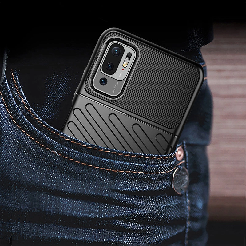 Thunder Case Flexible Tough Rugged Cover TPU Case for Xiaomi Redmi Note 10 5G / Poco M3 Pro blackeng