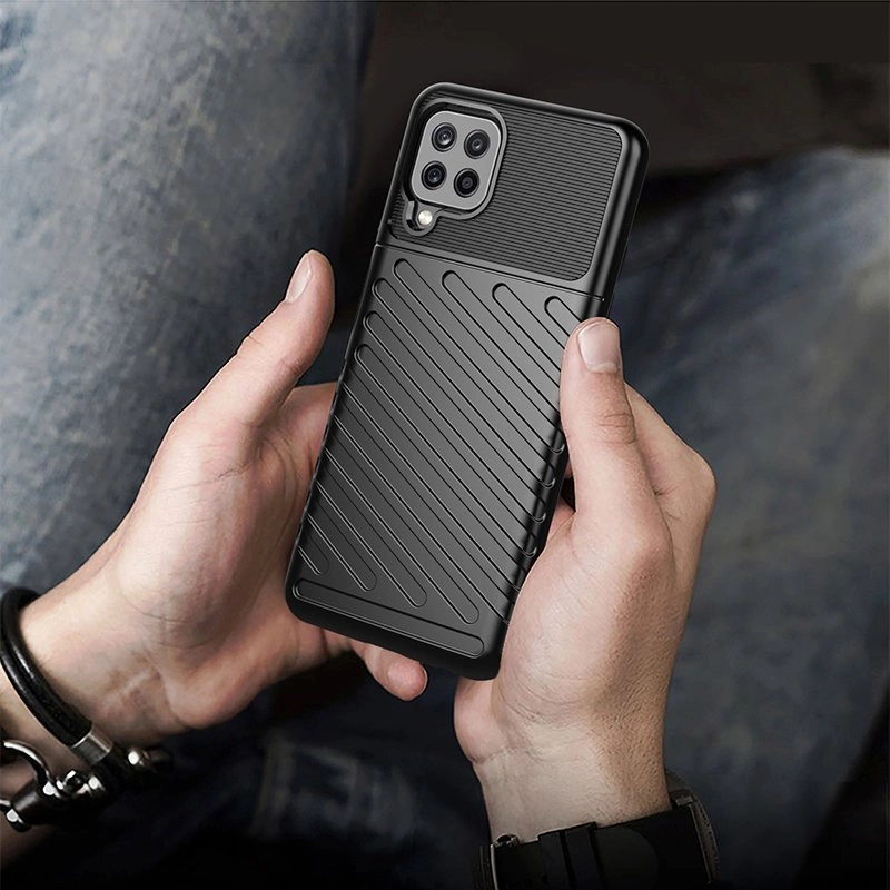 Thunder Case Flexible Tough Rugged Cover TPU Case for Samsung Galaxy A22 4G blueeng
