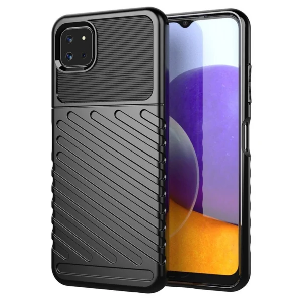 Thunder Case Flexible Tough Rugged Cover TPU Case for Samsung Galaxy A22 5G blackeng