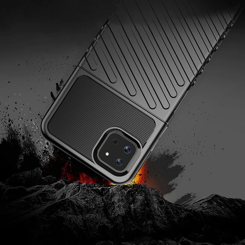 Thunder Case Flexible Tough Rugged Cover TPU Case for Samsung Galaxy A22 5G blackeng