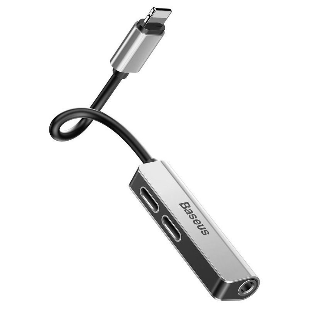BASEUS adapter AUX 3in1 Lightning to Jack 3,5 mm (female) + 2 x Lightning L52 CALL52-S1 silver black