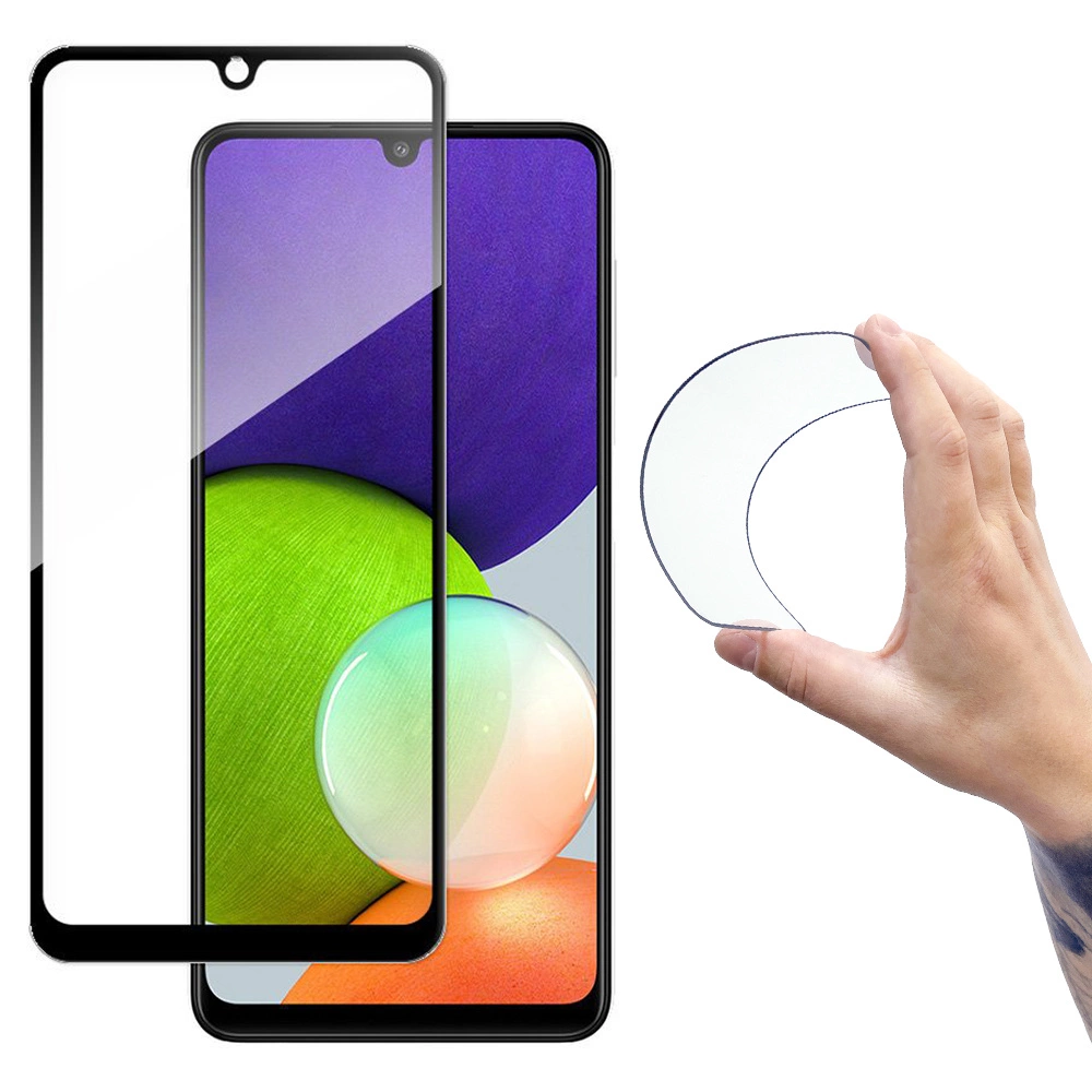 Wozinsky Full Cover Flexi Nano Glass Hybrid Screen Protector with frame for Samsung Galaxy A22 4G blackeng