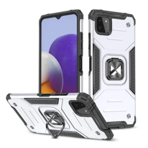 Wozinsky Ring Armor Case Kickstand Tough Rugged Cover for Samsung Galaxy A22 4G silvereng