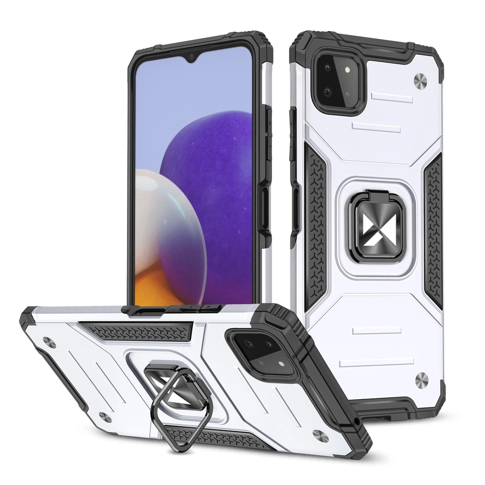 Wozinsky Ring Armor Case Kickstand Tough Rugged Cover for Samsung Galaxy A22 4G silvereng