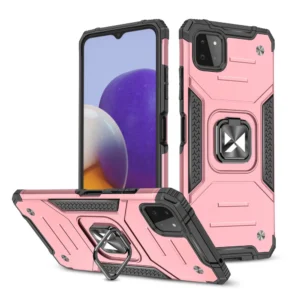 Wozinsky Ring Armor Case Kickstand Tough Rugged Cover for Samsung Galaxy A22 4G pinkeng