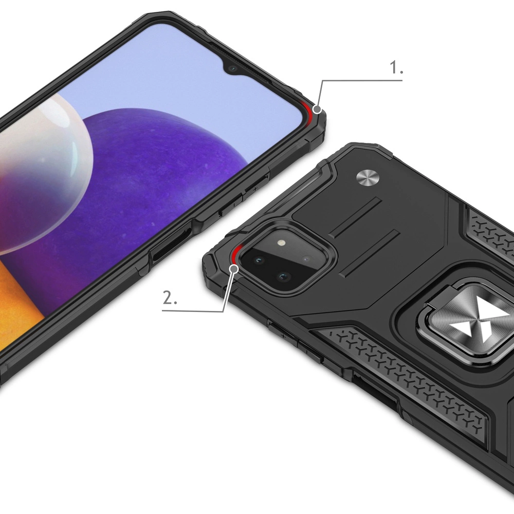 Wozinsky Ring Armor Case Kickstand Tough Rugged Cover for Samsung Galaxy A22 4G redeng