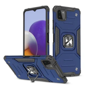 Wozinsky Ring Armor Case Kickstand Tough Rugged Cover for Samsung Galaxy A22 4G blueeng