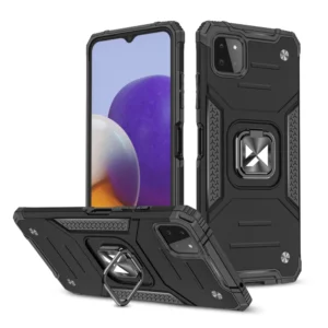 Wozinsky Ring Armor Case Kickstand Tough Rugged Cover for Samsung Galaxy A22 4G blackeng