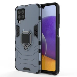 Ring Armor Case Kickstand Tough Rugged Cover for Samsung Galaxy A22 4G blueeng