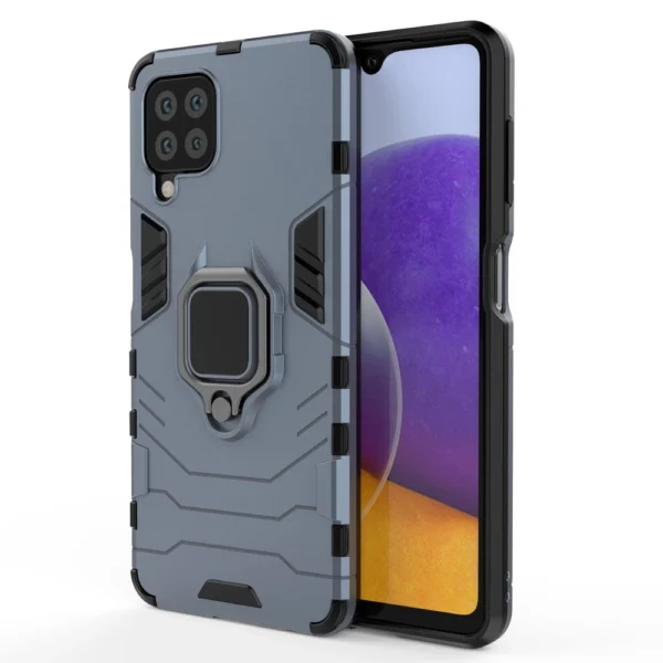 Ring Armor Case Kickstand Tough Rugged Cover for Samsung Galaxy A22 4G blueeng
