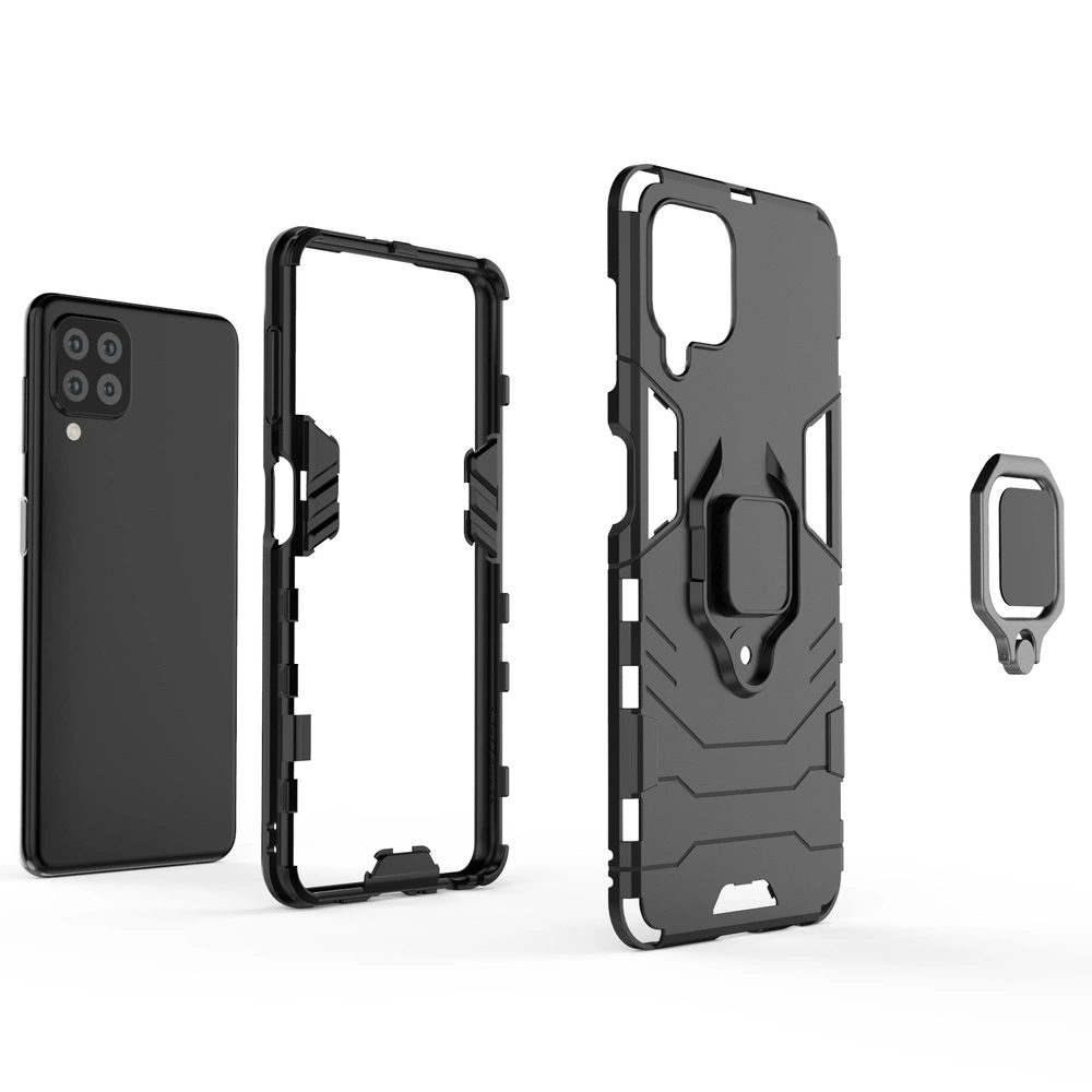 Ring Armor Case Kickstand Tough Rugged Cover for Samsung Galaxy A22 4G blueeng