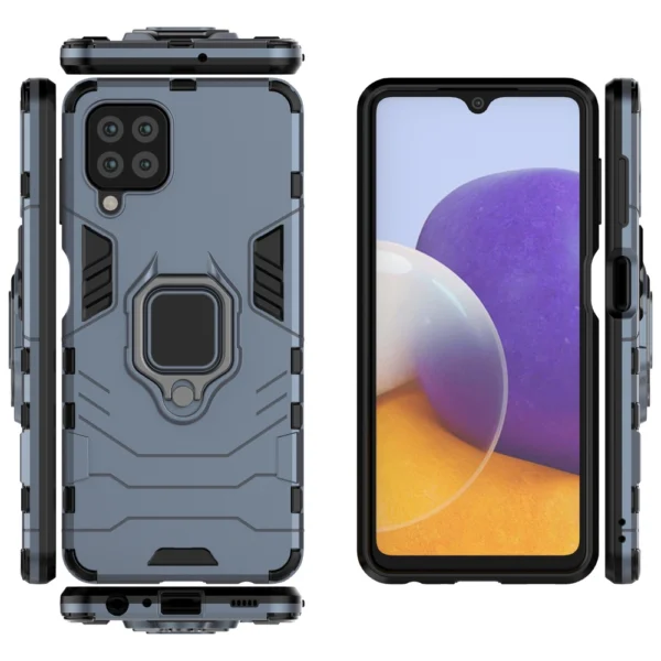 Ring Armor Case Kickstand Tough Rugged Cover for Samsung Galaxy A22 4G blueeng