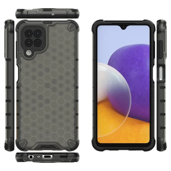 Honeycomb Case armor cover with TPU Bumper for Samsung Galaxy A22 4G blackeng