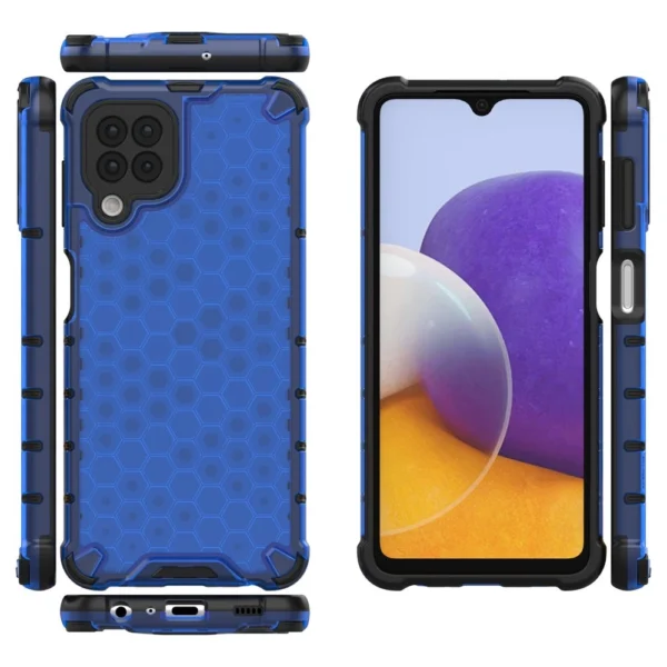Honeycomb Case armor cover with TPU Bumper for Samsung Galaxy A22 4G blueeng