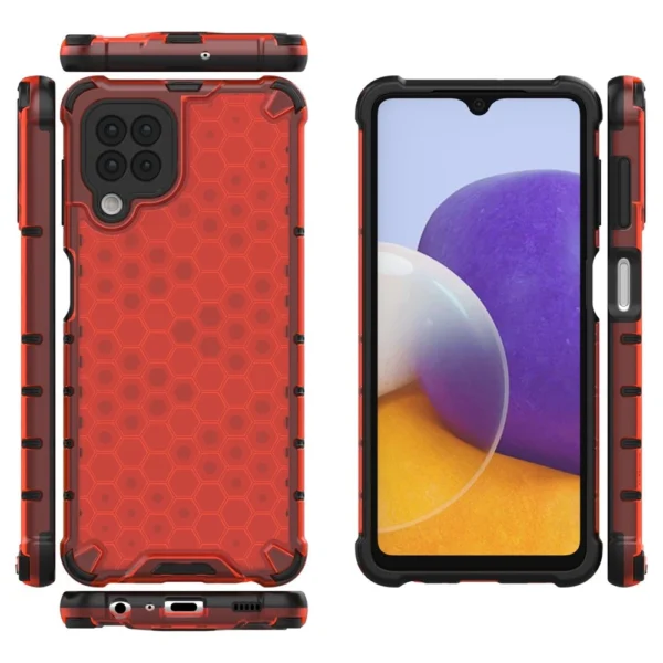 Honeycomb Case armor cover with TPU Bumper for Samsung Galaxy A22 4G redeng