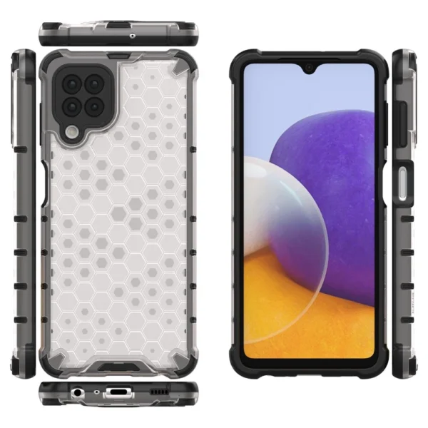 Honeycomb Case armor cover with TPU Bumper for Samsung Galaxy A22 4G transparenteng