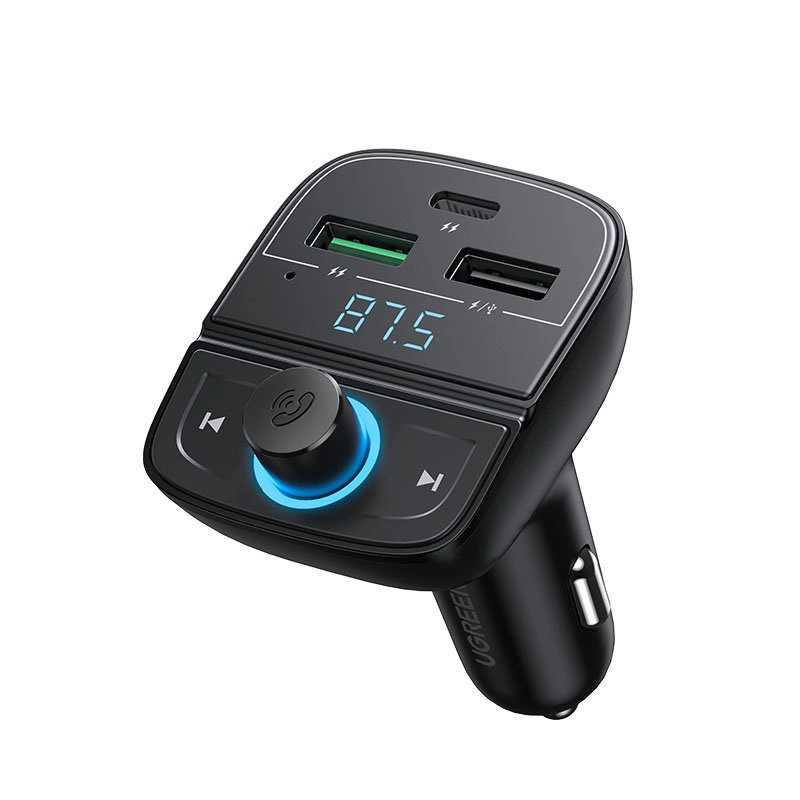 Ugreen FM Transmitter Bluetooth 5.0 MP3 car charger 3x USB TF micro SD 4.8 A black (CD229)eng