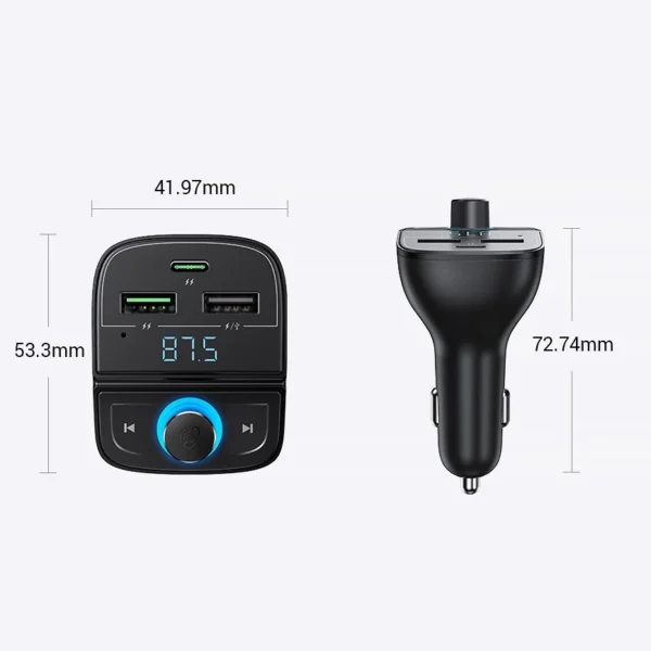 Ugreen FM Transmitter Bluetooth 5.0 MP3 car charger 3x USB TF micro SD 4.8 A black (CD229)eng