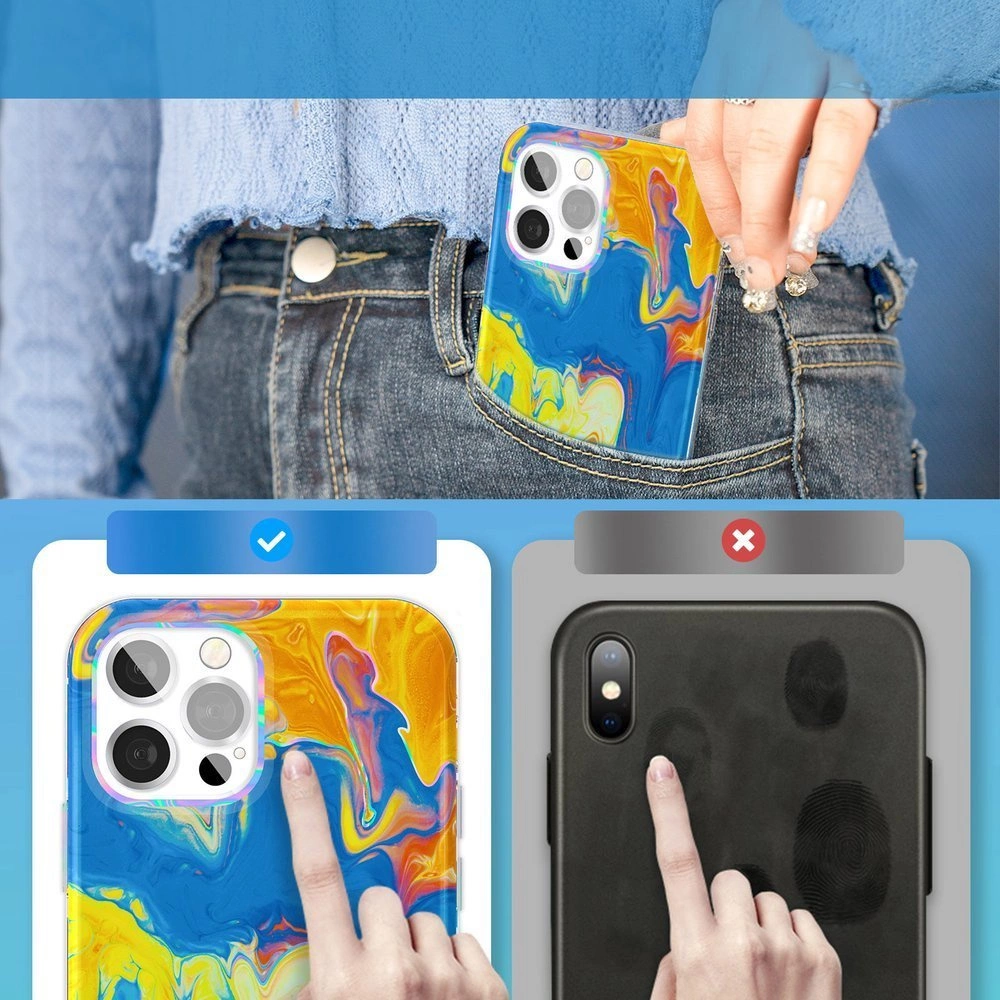 Kingxbar Watercolor Series color case for iPhone 12 Pro Max yellowblueeng
