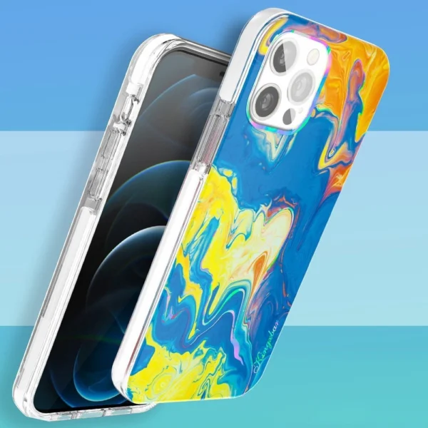 Kingxbar Watercolor Series color case for iPhone 12 Pro Max yellowblueeng