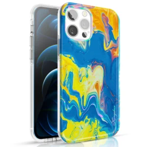 Kingxbar Watercolor Series color case for iPhone 12 Pro / iPhone 12 yellowblueeng