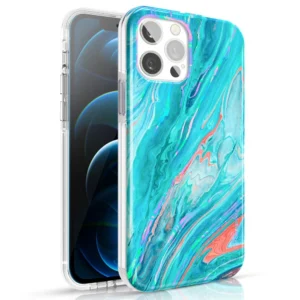 Kingxbar Watercolor Series color case for iPhone 12 Pro Max pink-greeneng