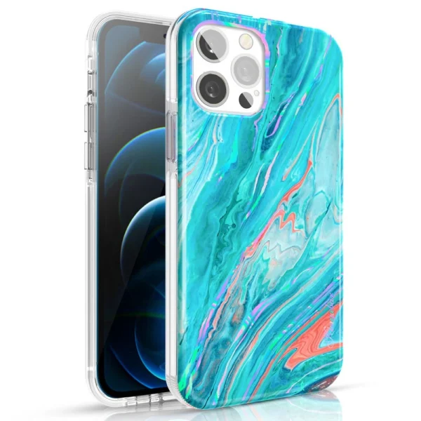 Kingxbar Watercolor Series color case for iPhone 12 Pro Max pink-greeneng