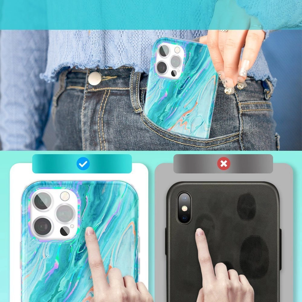 Kingxbar Watercolor Series color case for iPhone 12 Pro Max pink-greeneng