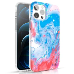 Kingxbar Watercolor Series color case for iPhone 12 Pro Max Blue-pinkeng