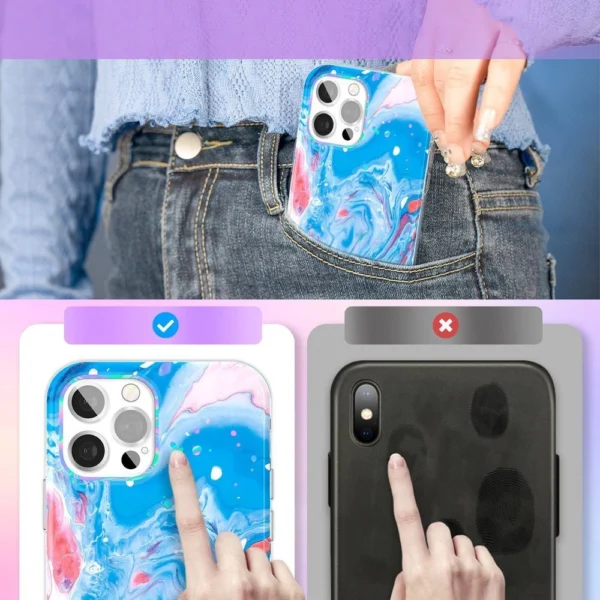 Kingxbar Watercolor Series color case for iPhone 12 Pro Max Blue-pinkeng