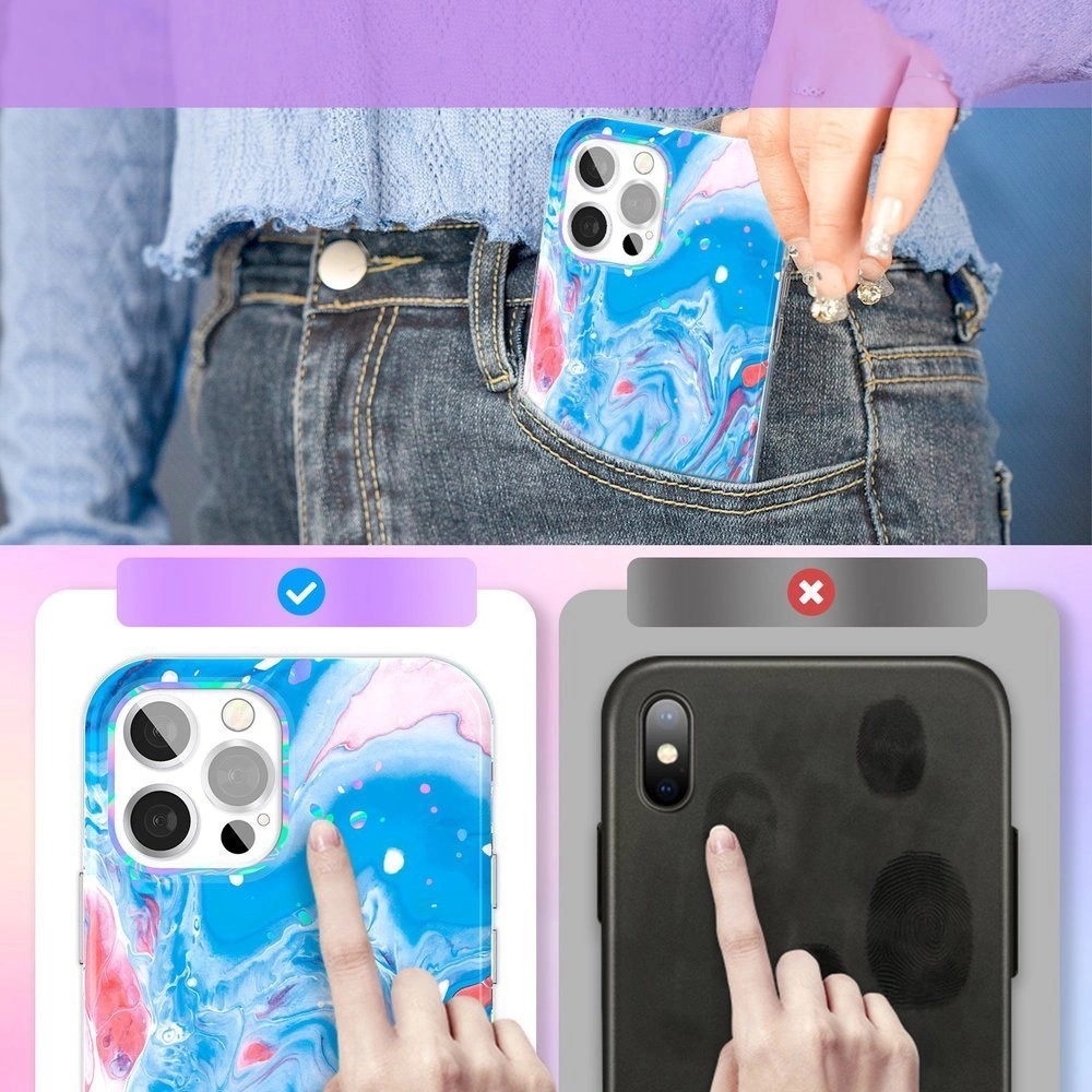 Kingxbar Watercolor Series color case for iPhone 12 Pro Max Blue-pinkeng