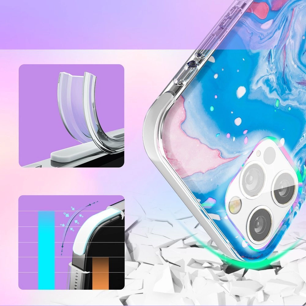 Kingxbar Watercolor Series color case for iPhone 12 Pro Max Blue-pinkeng