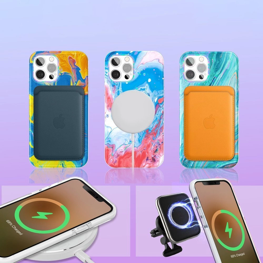Kingxbar Watercolor Series color case for iPhone 12 Pro Max Blue-pinkeng