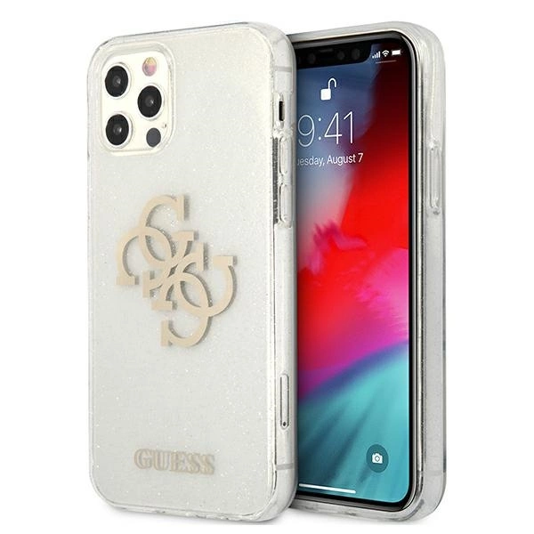 Guess GUHCP12LPCUGL4GTR iPhone 12 Pro Max 6.7" transparent hard case Glitter 4G Big Logoeng