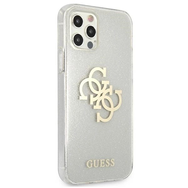 Guess GUHCP12LPCUGL4GTR iPhone 12 Pro Max 6.7" transparent hard case Glitter 4G Big Logoeng