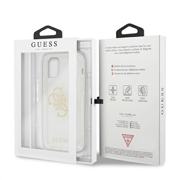 Guess GUHCP12LPCUGL4GTR iPhone 12 Pro Max 6.7" transparent hard case Glitter 4G Big Logoeng